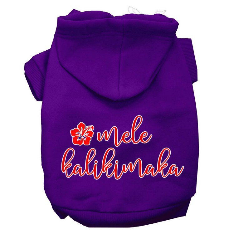 Mele Kalikimaka Screen Print Dog Hoodie Purple XS